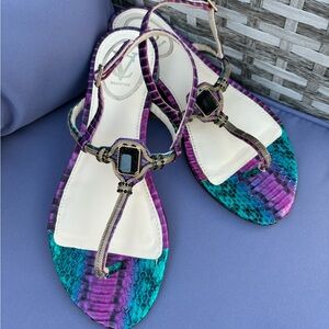 Vero Cuoio Snakeskin Leather Sandals‎